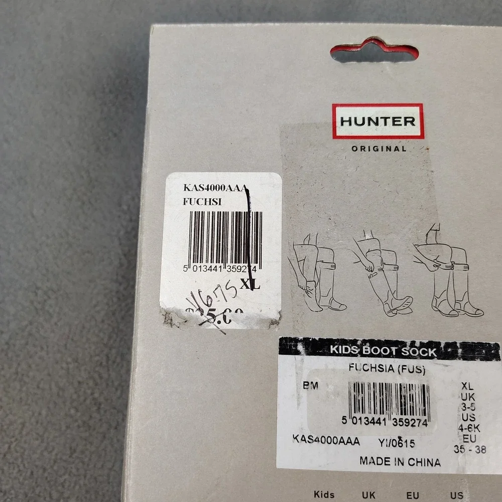 Hunter Fleece Boot Socks Kids XL Sizes 4-6 Fuchsia Pink Soft Comfort Shoe Liner